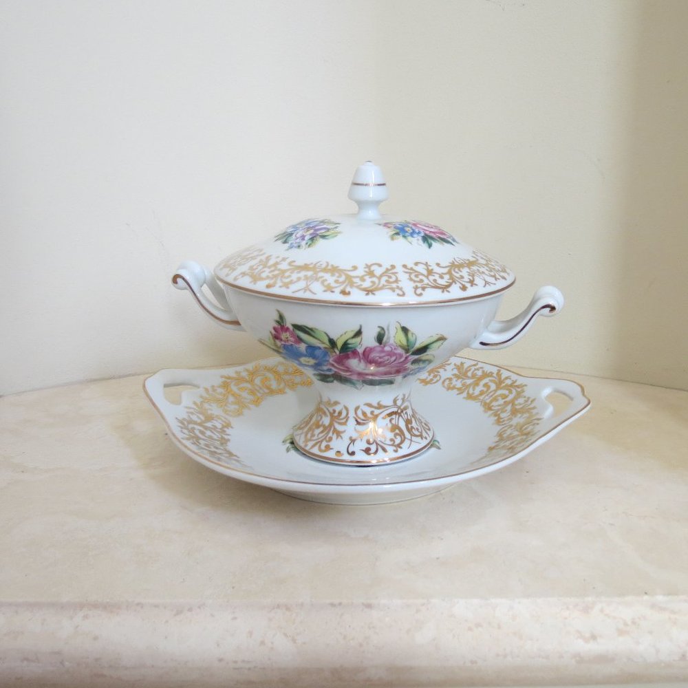 Ethan Allen Porcelain Plate + Candy Bowl